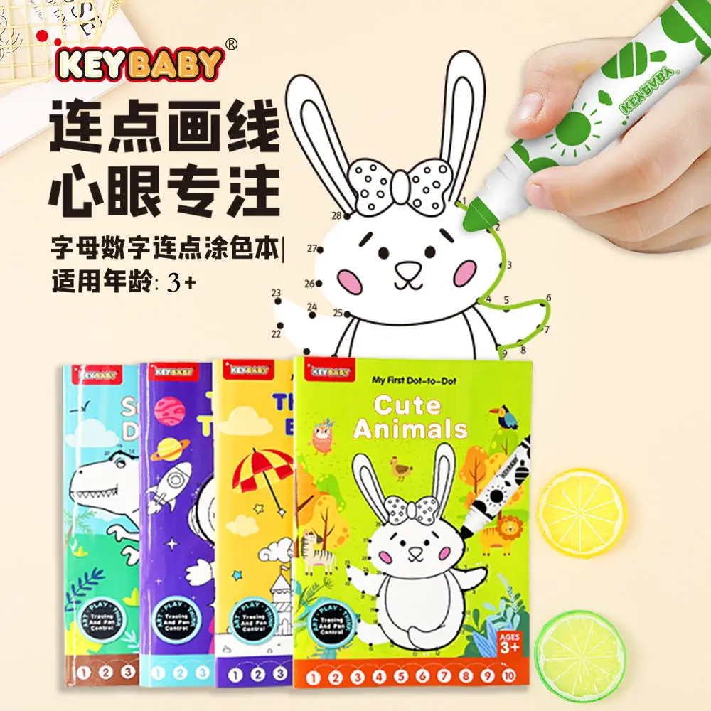 Customized KEYBABY Dot To Dot Drawing Coloring Book Pen Control Training For Children Kids Early Education Printing Service