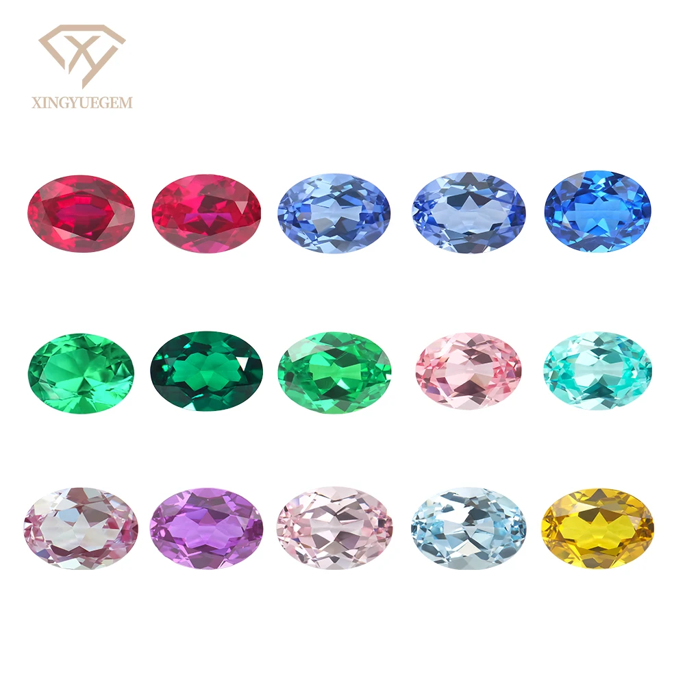 Oval Shape Lab Grown Blue Sapphire Gemstones Hydrothermal Lab Aquamarine for Jewelry Making