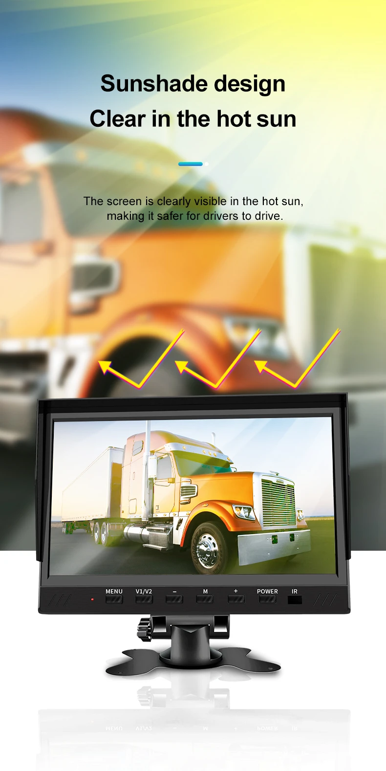 7 Inch Quad Split Screen Display with 4 1080P Waterproof Cameras DVR Recorder Vehicle Backup Camera Monitor for Truck