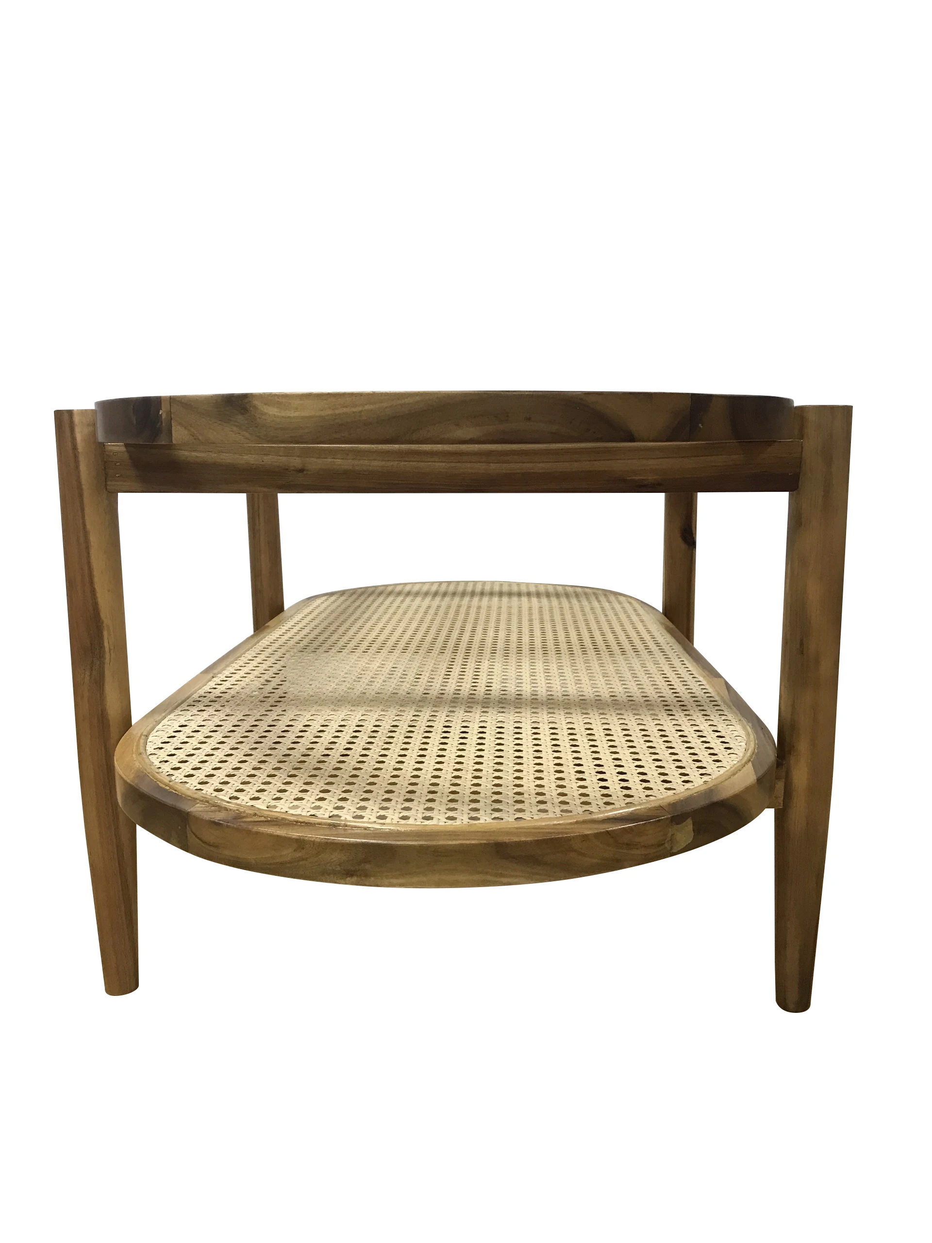 Solid Wood Rattan Coffee Table Apartment Home Dining Room Living Room Oval Glass Coffee Low Table