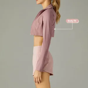 Hot Selling Factory Sexy Cropped Long Sleeve Zip Jacket Custom Logo