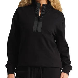 Custom High Quality Zip Beige Jumper Fleece Long Sleeve Pockets Sweatshirt for Women