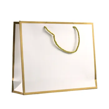 Custom Logo Print Wholesale white gold frame kraft paper bag in yiwu Shopping Bags for Boutique luxury paper bags for clothing