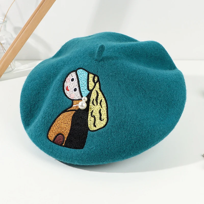 Wholesale Embroidery Girl Bonia - High Quality Beret Hats display picture 1