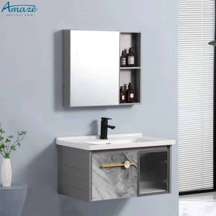 Factory wholesale hotel sales hot modern bathroom vanity sink wall mounted bathroom mirror cabinet set factory