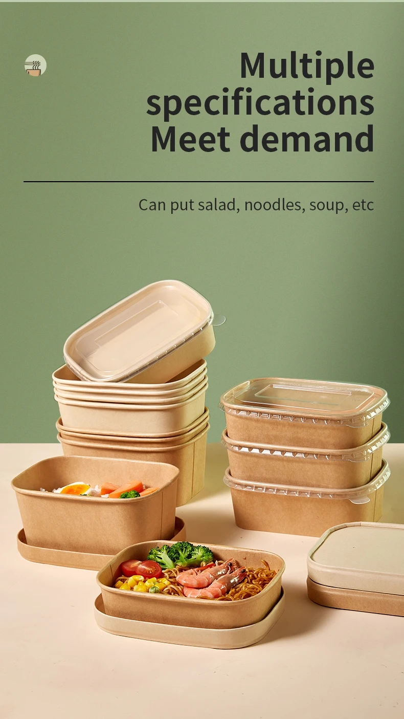Wholesale Custom Disposable Biodegradable Square Kraft Paper Food Take ...