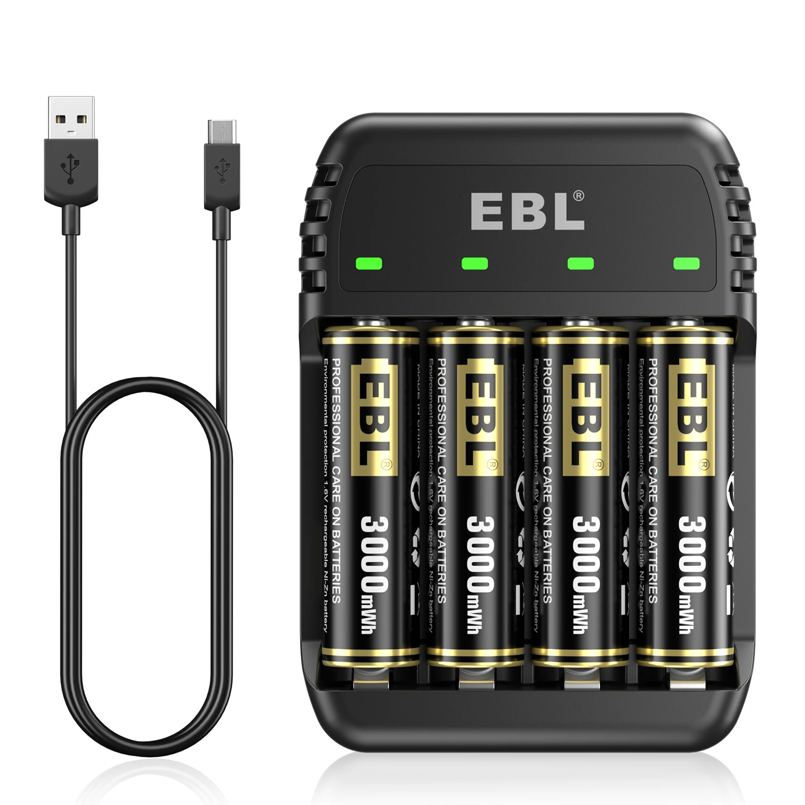 EBL Rechargeable AAA Lithium Batteries 1.5V AAA Battery 900mWh USB  Rechargeable Batteries - 4 Pack
