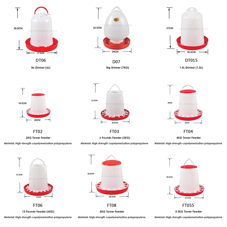 Multiple Types Farm Equipment Set Plastic Manual Automatic Trough Tray Pan Chicken Water Feeder Poultry Feeders and Drinkers