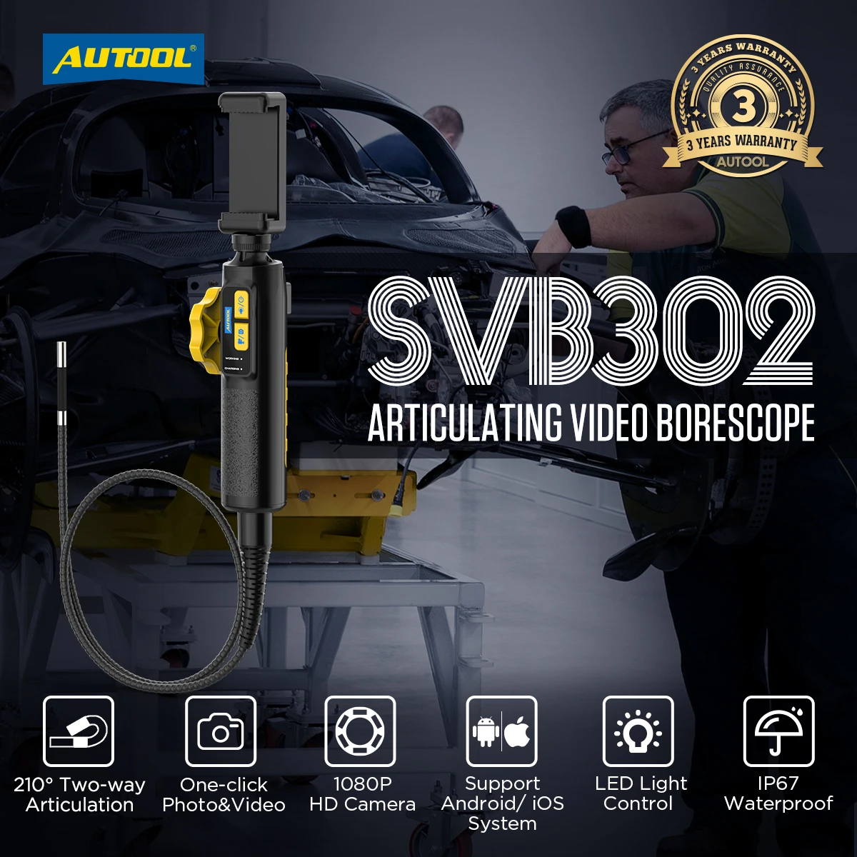 AUTOOL High Definition Images OneClick Photo Video IP67 Waterproof Car ...
