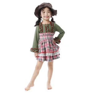 England Preppy Sweet Style Kids Plaid Princess Dress Vintage Baby Girl Party Lolita Christmas Casual Children Dresses