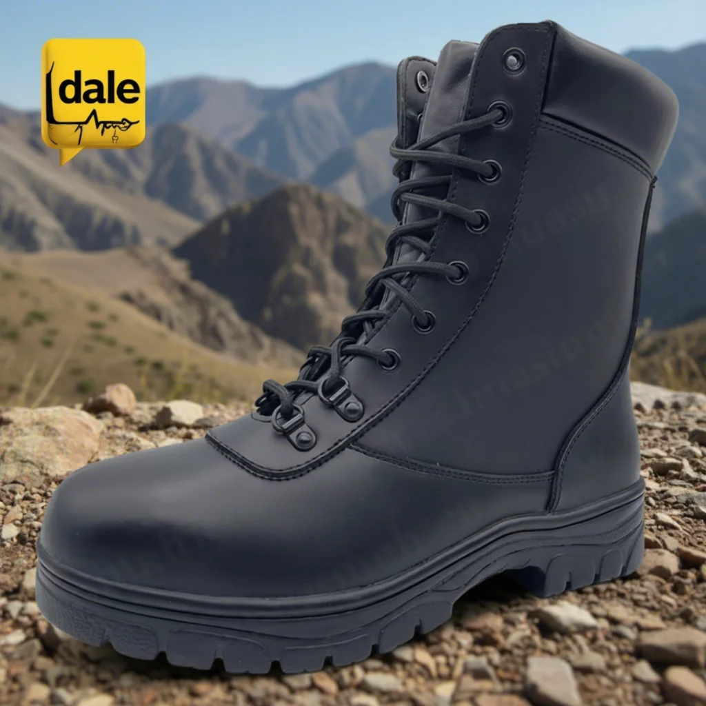HY,Factory Wholesale Full Quality Cow Leather Black Combat Boots Dominica Market Popular 6 Inch Patrol Tactical Boots HSM003