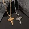 Colgante Caduceo con Doble Serpiente y Cadena de Cuerda