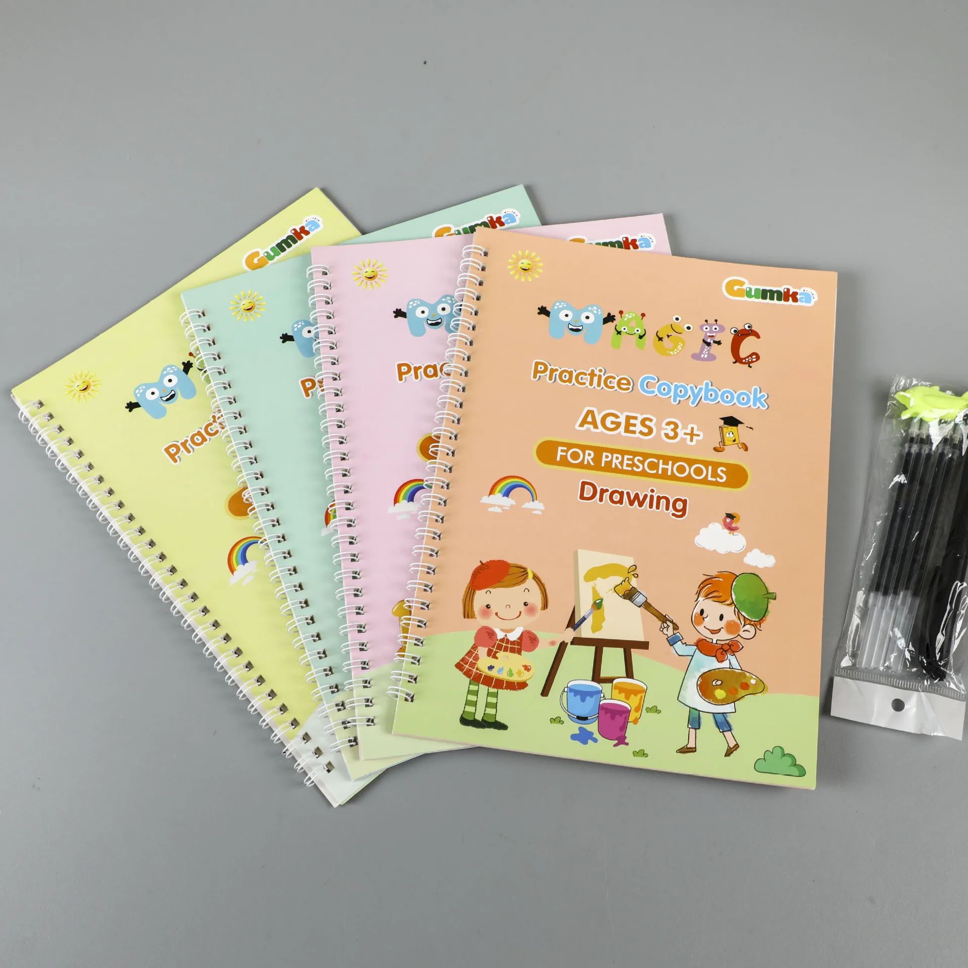 CL853 Reusable Handwriting English Calligraphy Magic Copybook for Children 4pcs Set Magic Practice Copybook for Kids