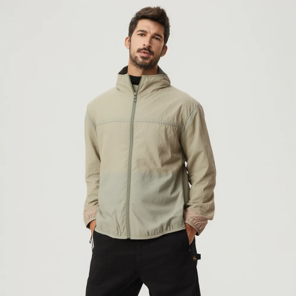 Fesyen Caih Pangwangian Pria Olah Raga Kualitas Irung Pelatihan Full Zip Di Luar Anjeun Sunproof Jaket