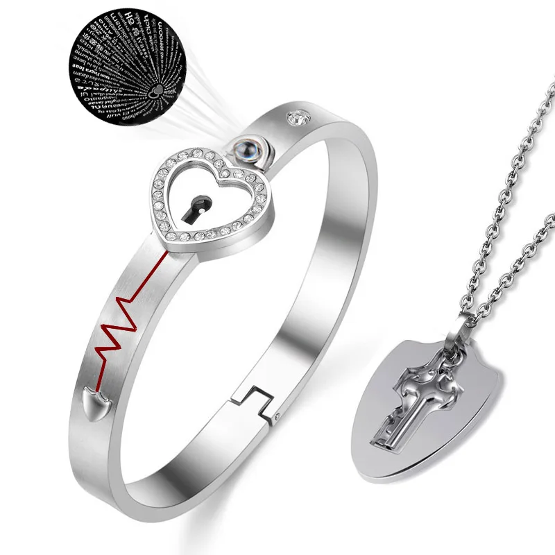 Wholesale Wholesale Love Lock And Key Lock Couple Bracelets Jewelry Set  From m.