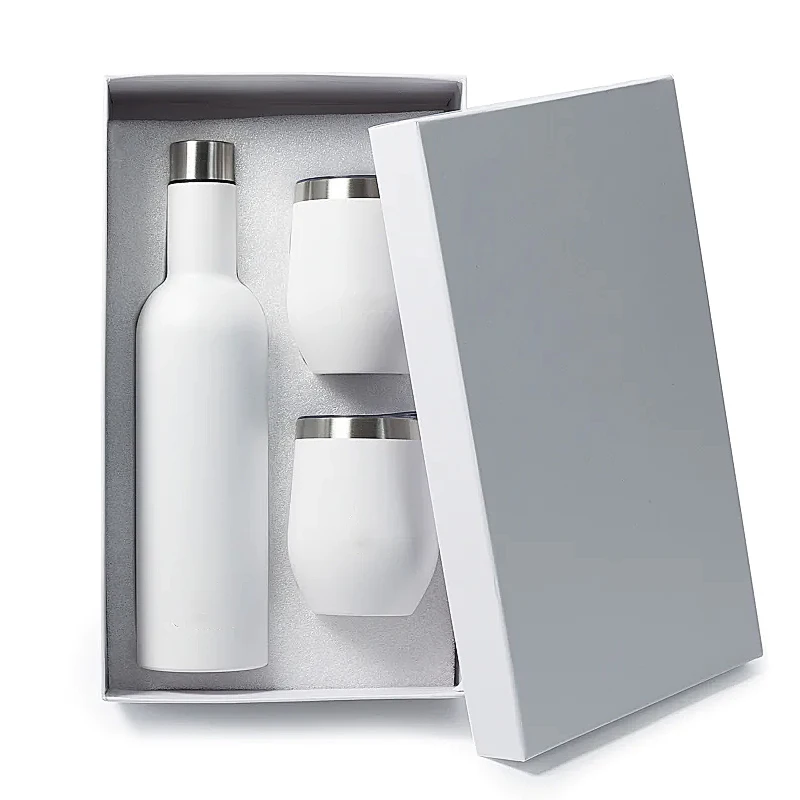 Оптовая продажа, рекламные подарки, винная бутылка из нержавеющей стали объемом 750 мл и набор изолированных стаканов для вина объемом 12 унций
