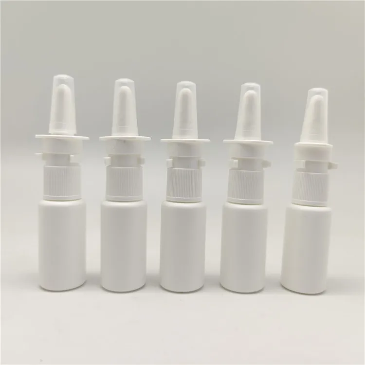 5ml 10ml 15ml 30ml White Empty PE Nasal Spray Bottle with Snap on Pharmaceutical Nasal Sprayer