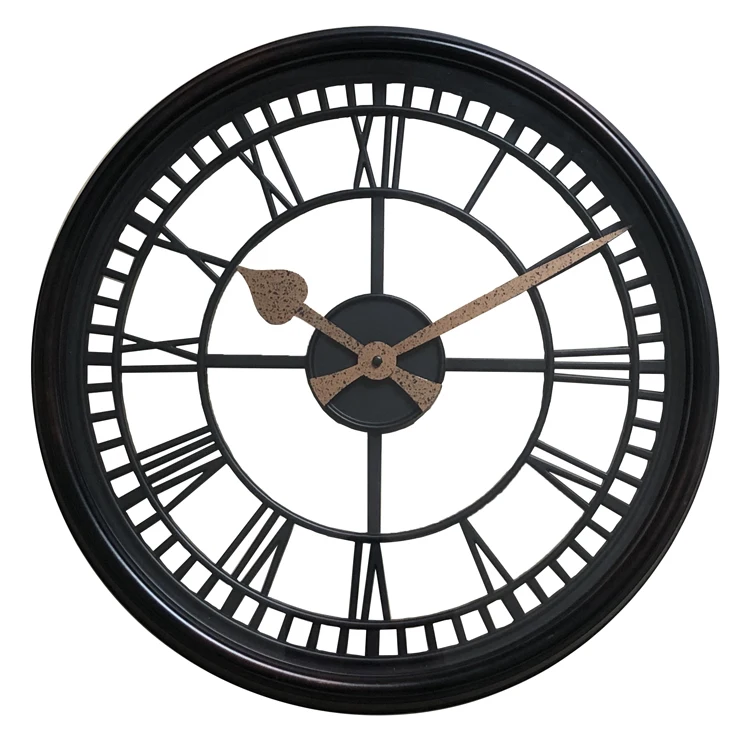 Various Durable Using Big Retro Sided Black Copper Wall Decorative Clock