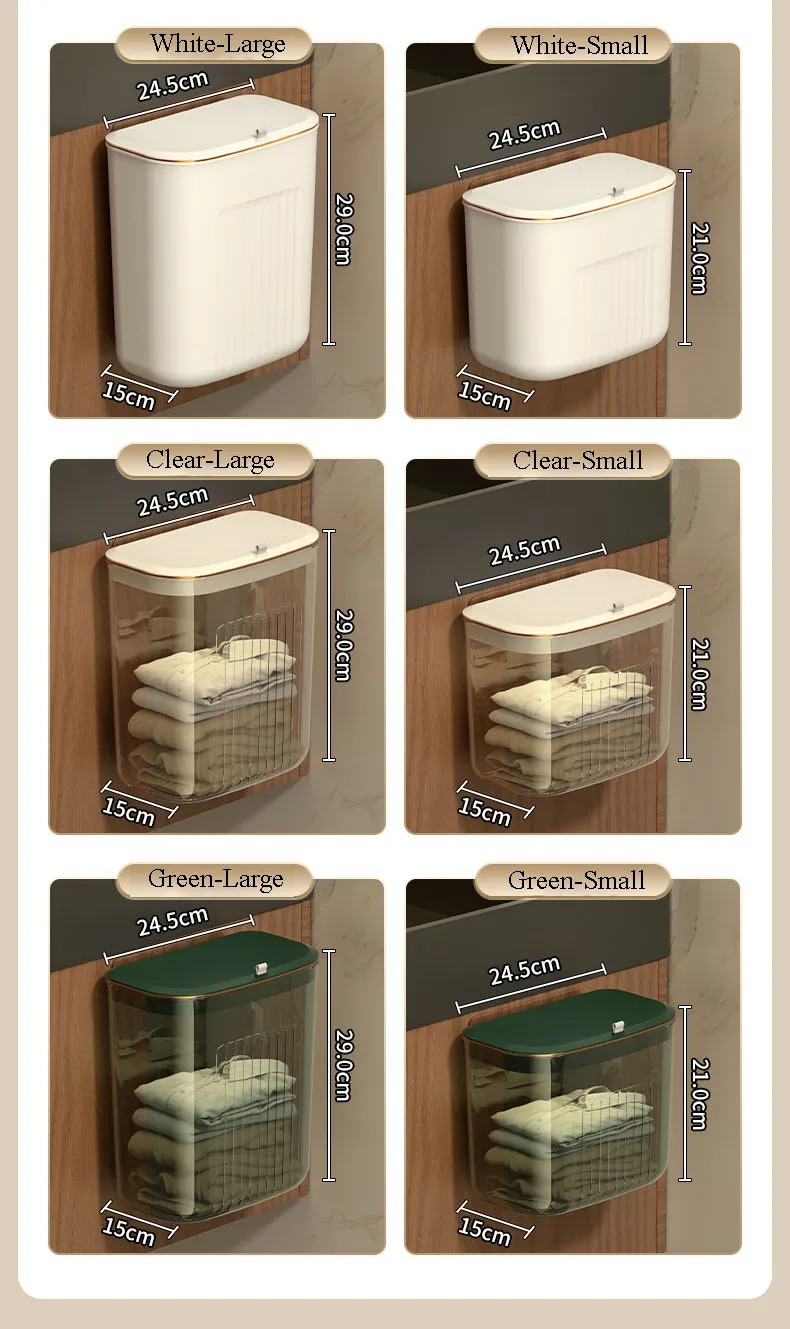 Wall Mounted Plastic Laundry Basket Hanging Storage Basket Bathroom