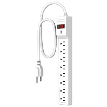 3FT Extension Cord Surge Protector For Computer 8 AC Outlets 15A 125V Desktop Power Strip With Overload Protection