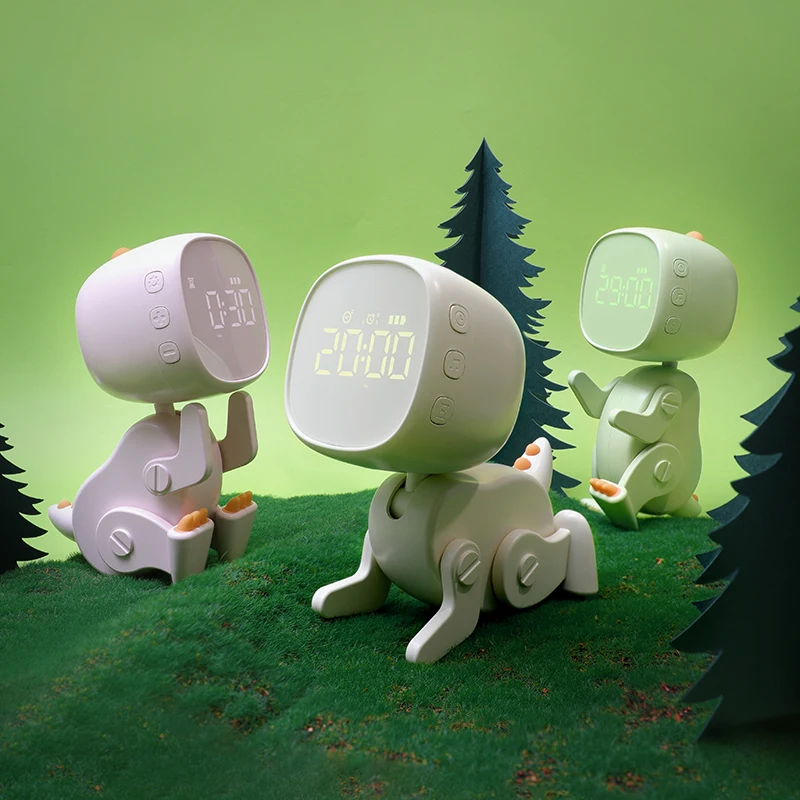 Versatile Cute USB Digital Display Dinosaur Alarm Clock New Creative Electronic Wake-up Tool Sensor Male Female Students Desktop