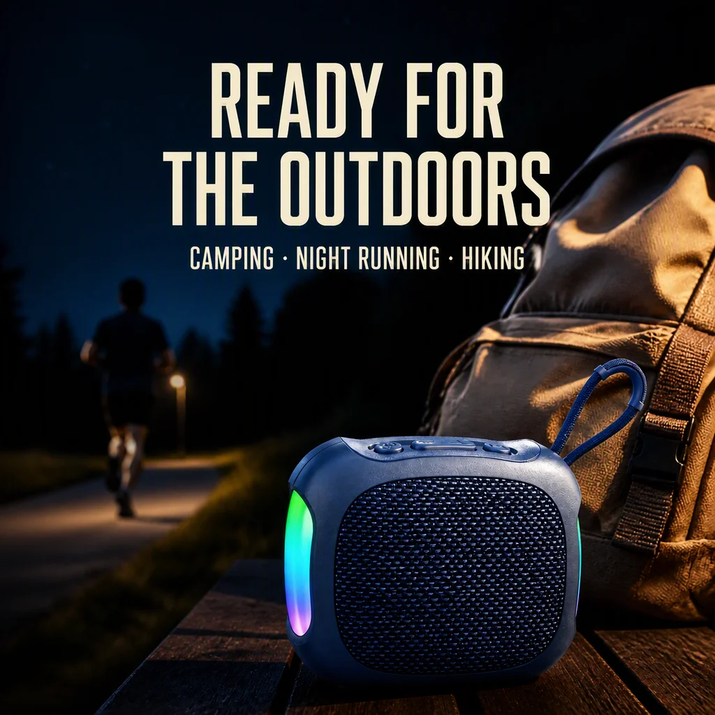 Fabric Retro Design Speaker RGB Cool Lighting Party TWS Pairing for Camping Hiking and Night Running