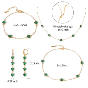 6 Colors Stainless Steel Earring Bracelet Gold Plated Fine Sets Personalized Turquoise Birthstone Pendant Necklace Wedding Party