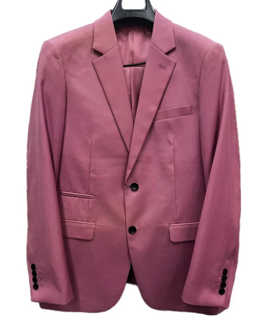 2024 OEM ODM banquet Custom Solid Men's polyester 2pcs suits Men business Luxury 2 Piece Set suits blazer Men's dress pink suits