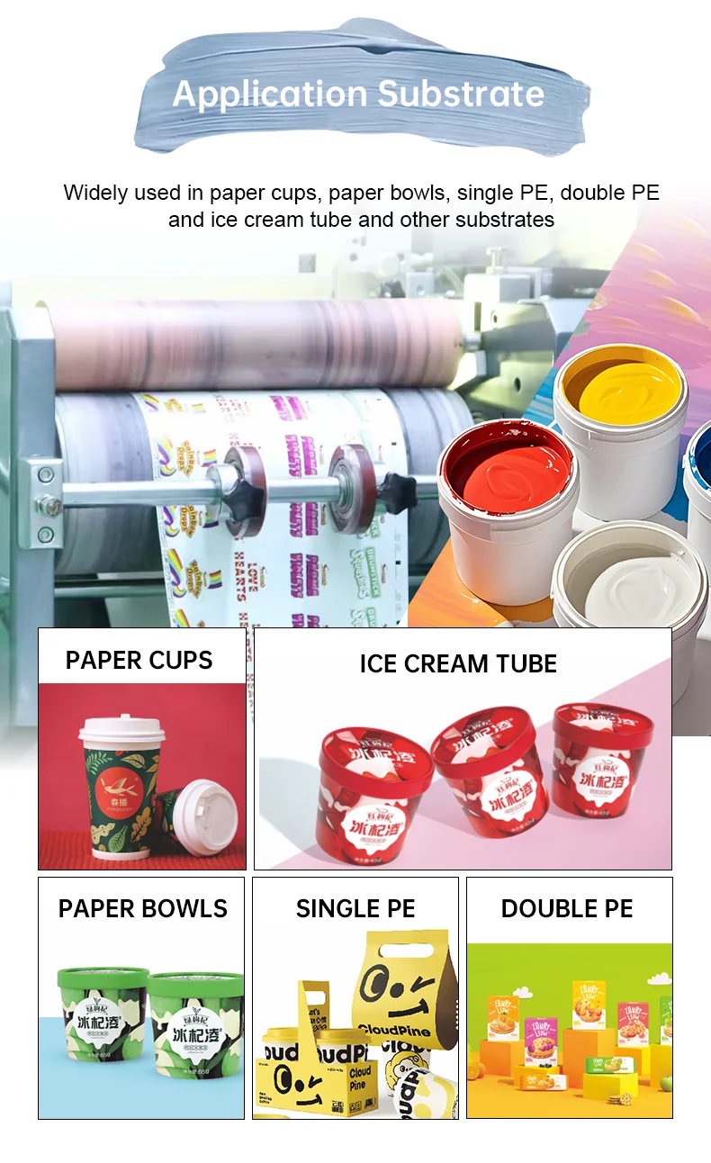 Strong Color Coverage Water-Based for Ink for Flexo Printing on Paper & Plastic Containers factory