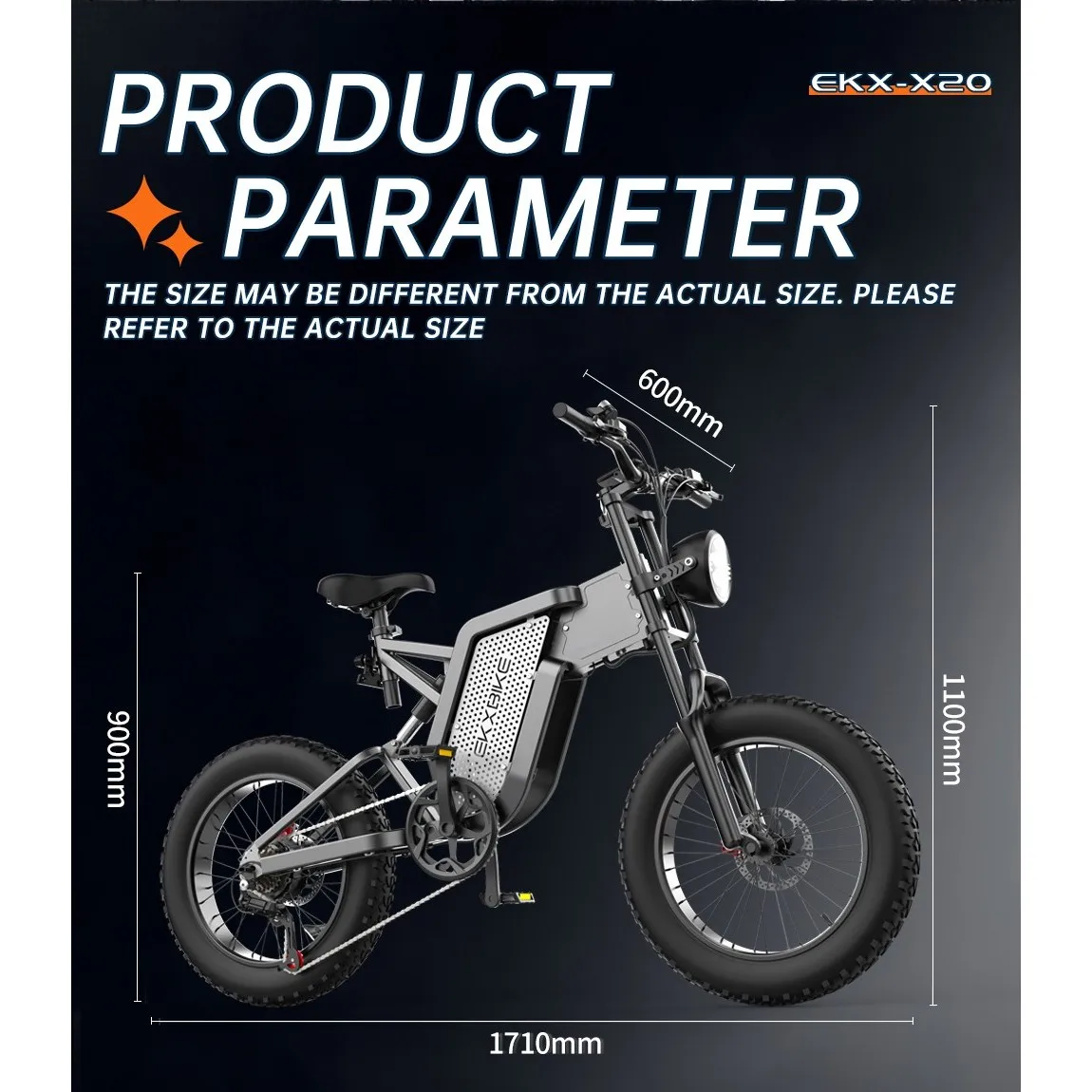 Hydraulische Bremse 48V 35AH 2000W 20 * 4,0-Zoll-Fettreifen 55 km/h 150km Reichweite EKXBIKE X20 Elektro fahrrad mit hydraulisch