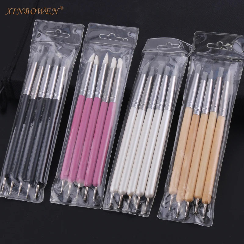 Xin Bowen Two Multifunctional Indentation Pen Pottery Clay Sculpture Repair Tool Nail Art Silicone Drill Pen