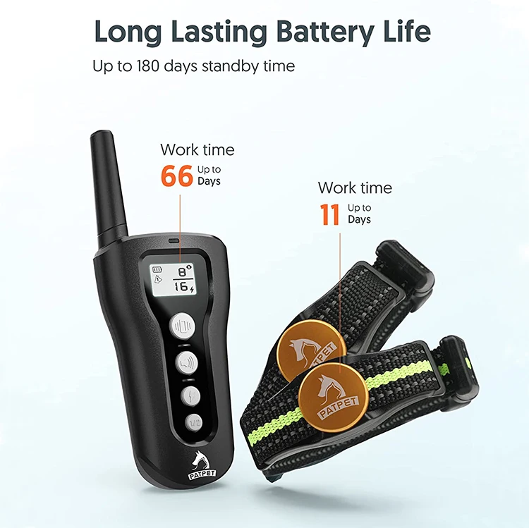 PATPET 2 in 1 Beep Vibration Shock Collar Waterproof 1000Ft Remote Range Dog Training Collar With Remote for 2 Dogs