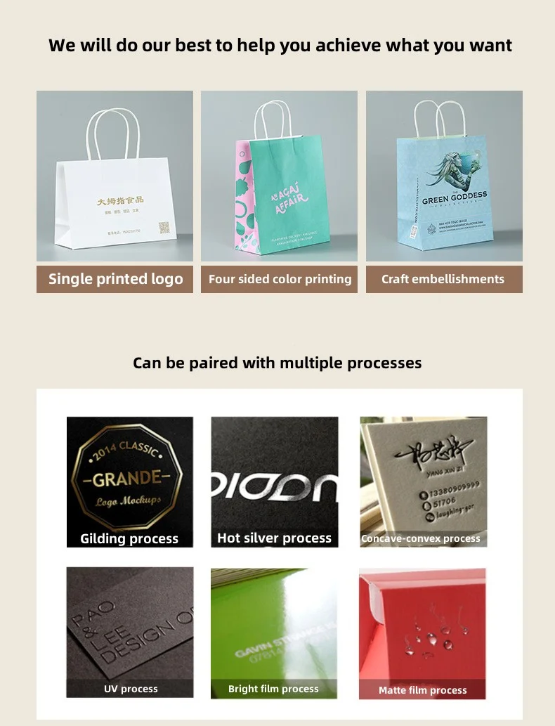 Custom Printed Luxury/Shopping/Gift/Food/Jewelry/Kraft Paper Bag With Handle For Business With Your Own Logo Recycled Paper Bag details