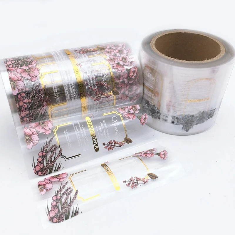 Custom Order Printing Roll Adhesive Logo Gold Foil Hot Stamping Clear Stickers