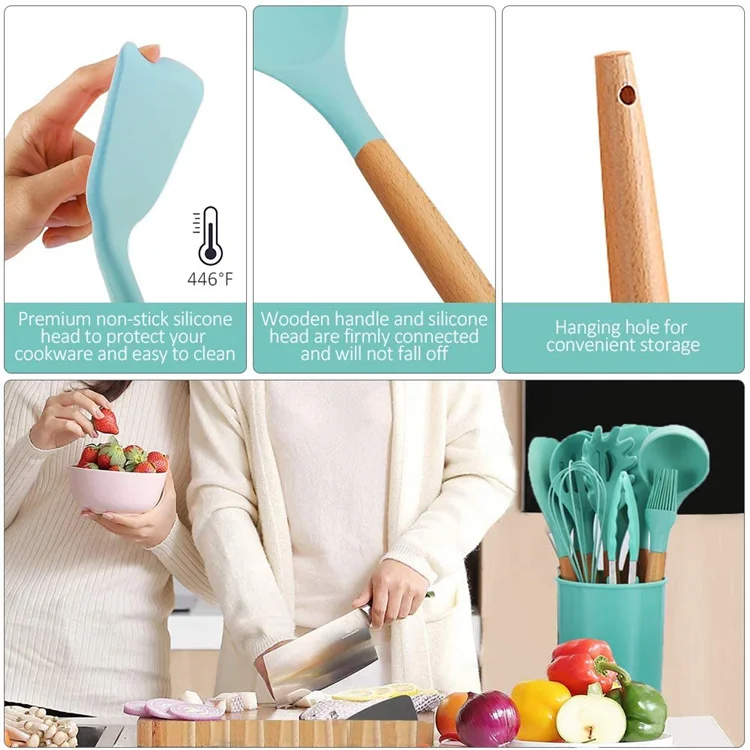 Newell Set 11 Pcs Set Cooking Handles Kitchen Accessories Kitchen Set Silicon Utensil Kit for Multiple
