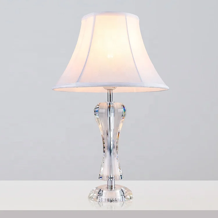 Hot sale products crystal bed light with handmade fabric lamp shade crystal table lamps