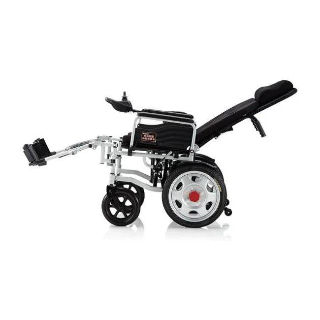 2023 Ny Hot Sale Billig hopfällbar bärbar elektrisk rullstol Högt ryggstöd Fällbart liggande rullstol