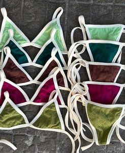 Women Two Piece Swimwear Set Adjustable Tie Straps for Beachwear Sexy Black Triangle Bathing Suit