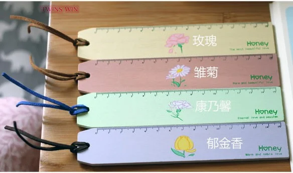 Деревянные весы 15 см офисные канцелярские товары школьные принадлежности прямая Линейка с цветком 343