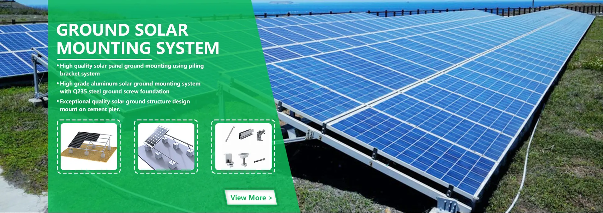 Aluminum Solar Grounding Mounting Systems -  N  type, Concrete Pier