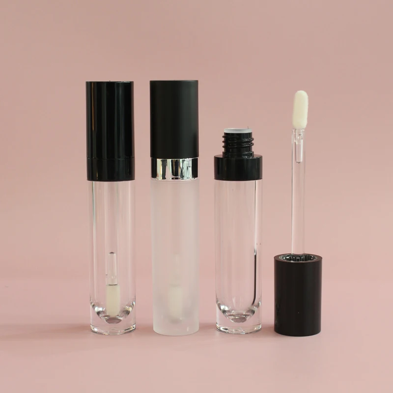 2021 new empty pink top cylinder luxury lipgloss tube packaging makeup tube lip gloss containers tube custom with logo wands