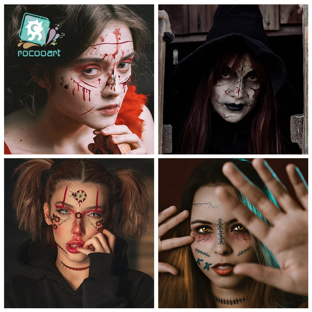 Halloween Temporär-Tattoos – 10 Blätter Mit Realistischen Narben, Wunden & Zombie-Motiven Für Kostüm & Grusel-Party