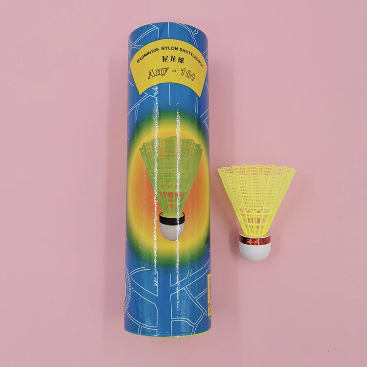 Factory High Quality Nylon Shuttlecock Yellow Color Durable Cheap Eco-friendly Badminton Light Plastic Nylon Shuttlecock