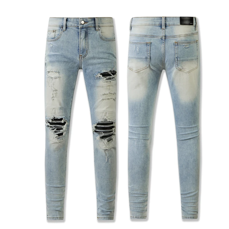 Chouyatou Men Street Wear Distressed Ghostface Printed buy Slim Jeans Denim Pant 36