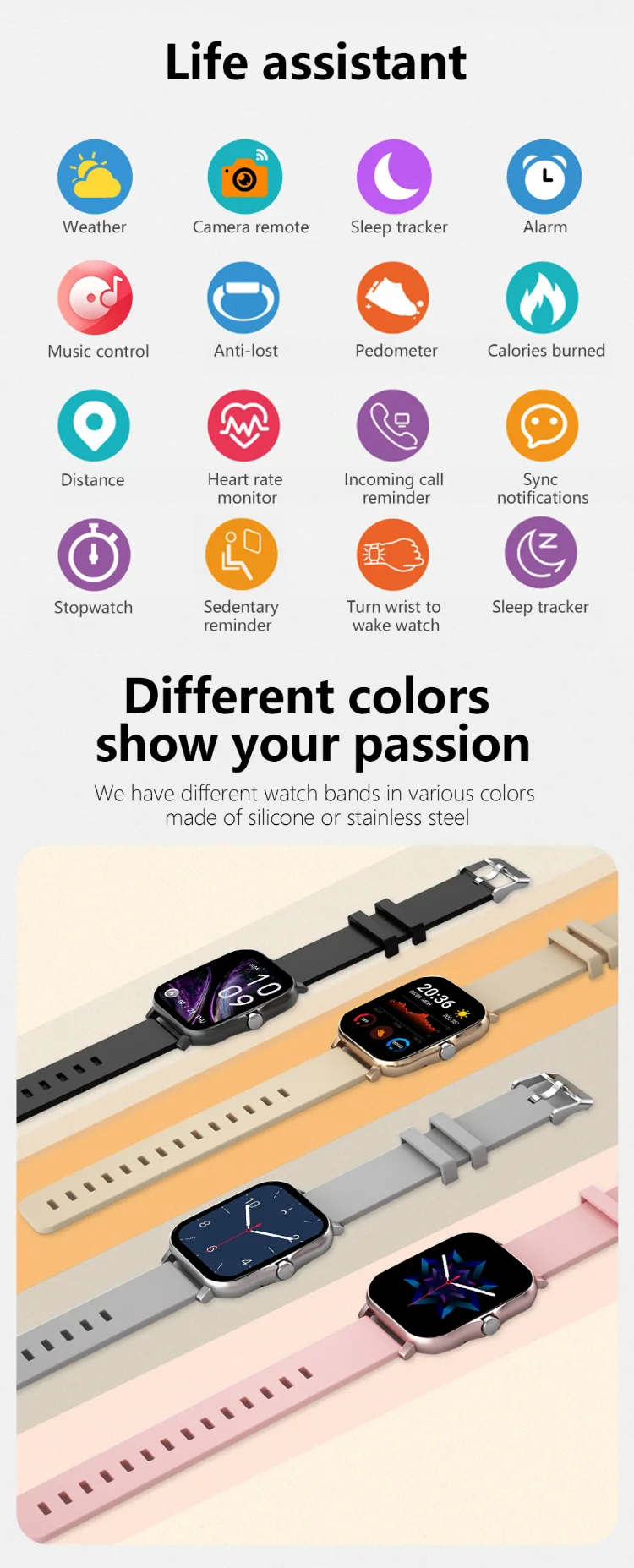 Y13 Smart Watch - Fashion Sport Reloj with Heart Rate Tracker