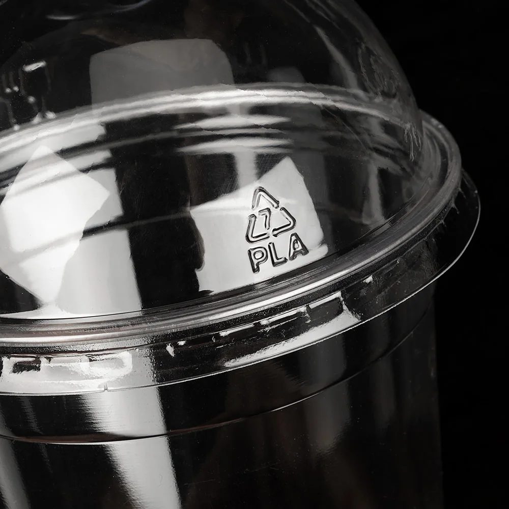 Logo Custom Printed Party Bar Use Clear Transparent PLA PET Plastic Cup With Lid for Wine Bottles Drinks Bubble Tea Juice
