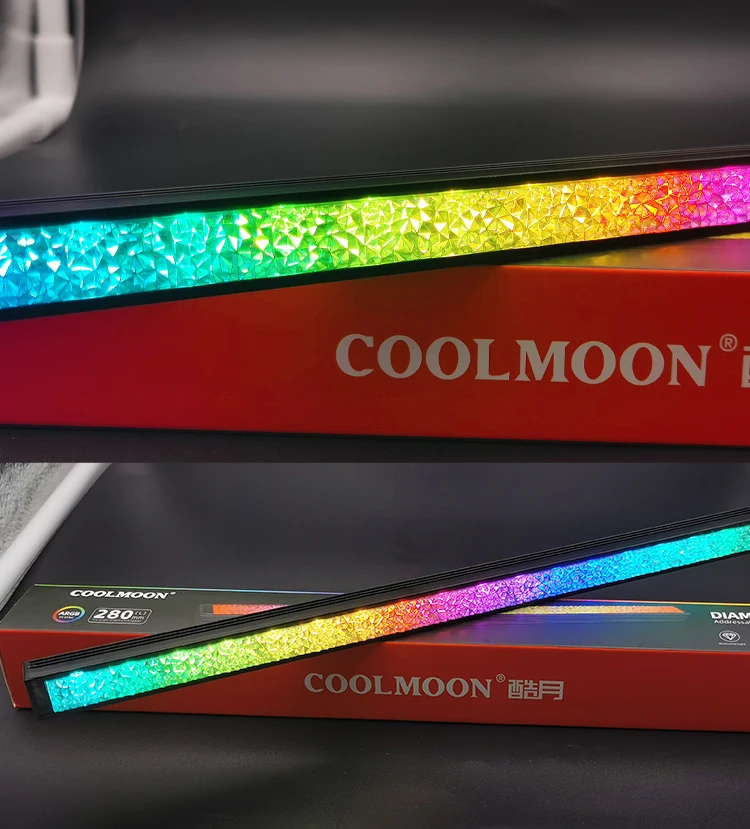 COOLMOON Diamond Ray 280mm Addressable 5V ARGB led strip Motherboard SYNC color Magnetic LED light bar for computer case