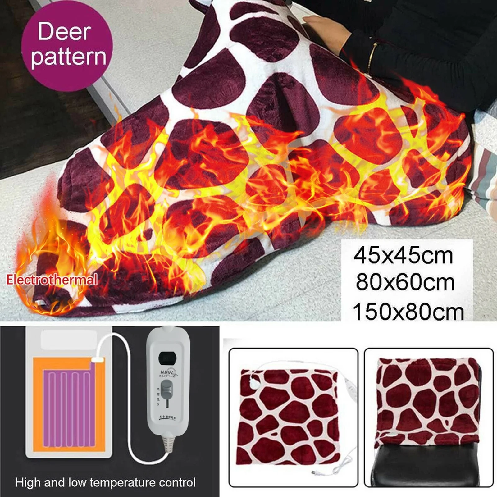 110V Electric Blanket Flannel Seat Warmer Cover Blanket with 9 Temperature Settings for Home Use Knee Warmer Blanket 5