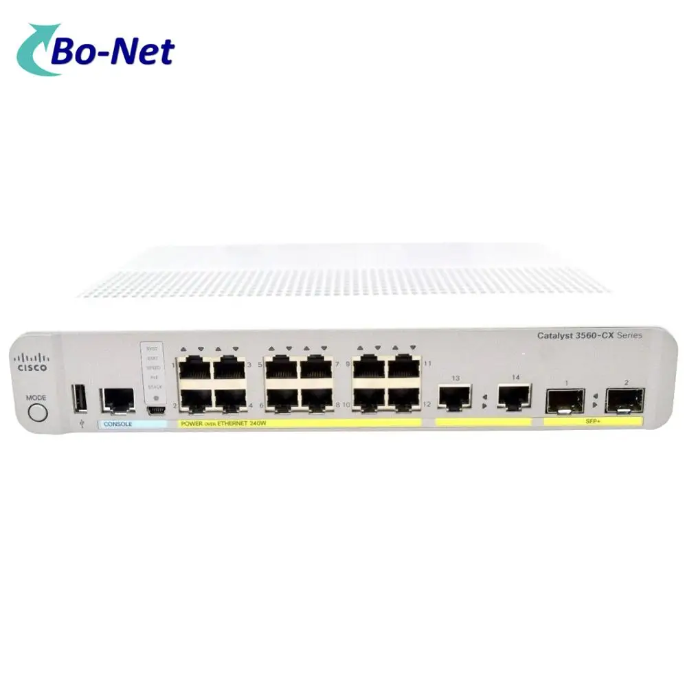 C3560X Managed Network Switches WS-C3560CX-12PD-S 12 GE PoE+, 2 X 10G SFP+ Uplinks:  and 2 X 1G Copper, IP Base License