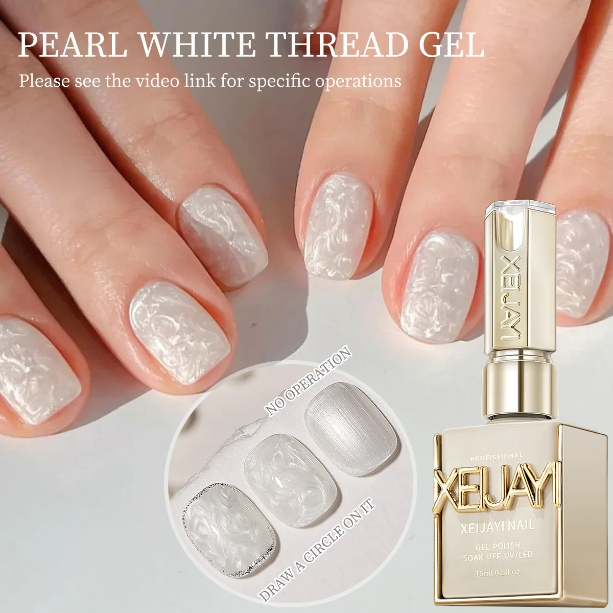 XEIJAYI Cat Eye Gel Nail Polish New Pearl Milk White with Long
